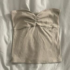 BDG Beige Strapless Crop Top